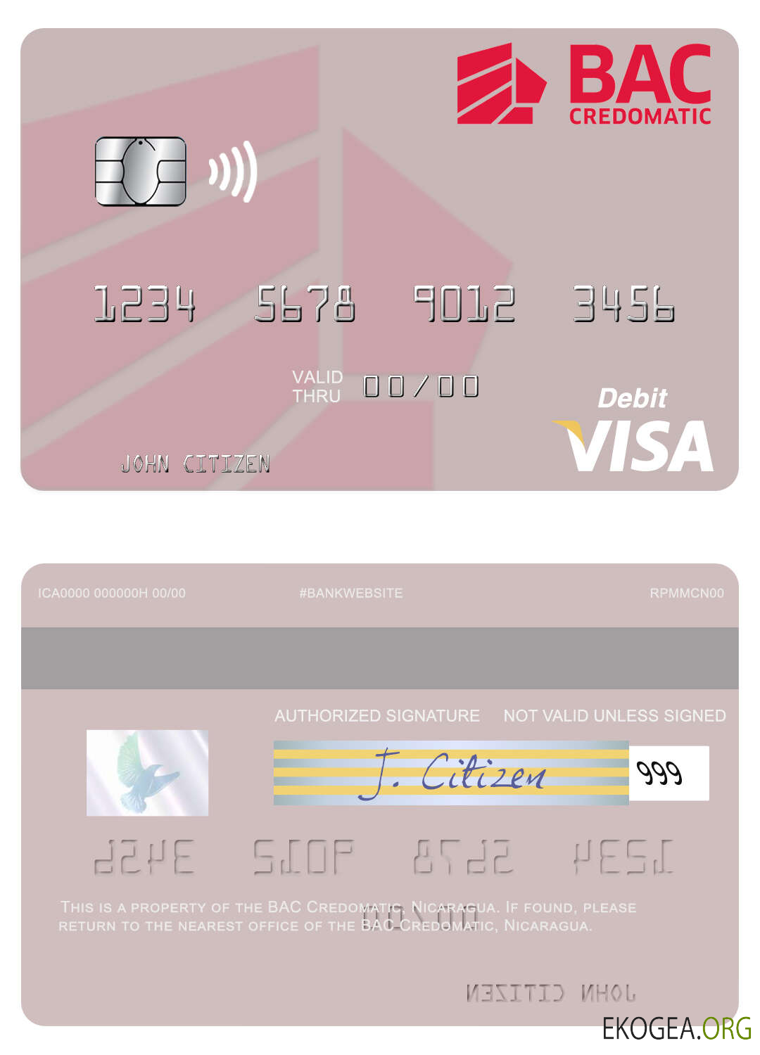 Carte de débit visa Nicaragua BAC Credomatic